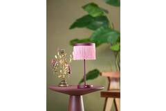 Rechargeable Table Lamp - Ø17x35 cm, Matte Burgundy with Light Pink Details